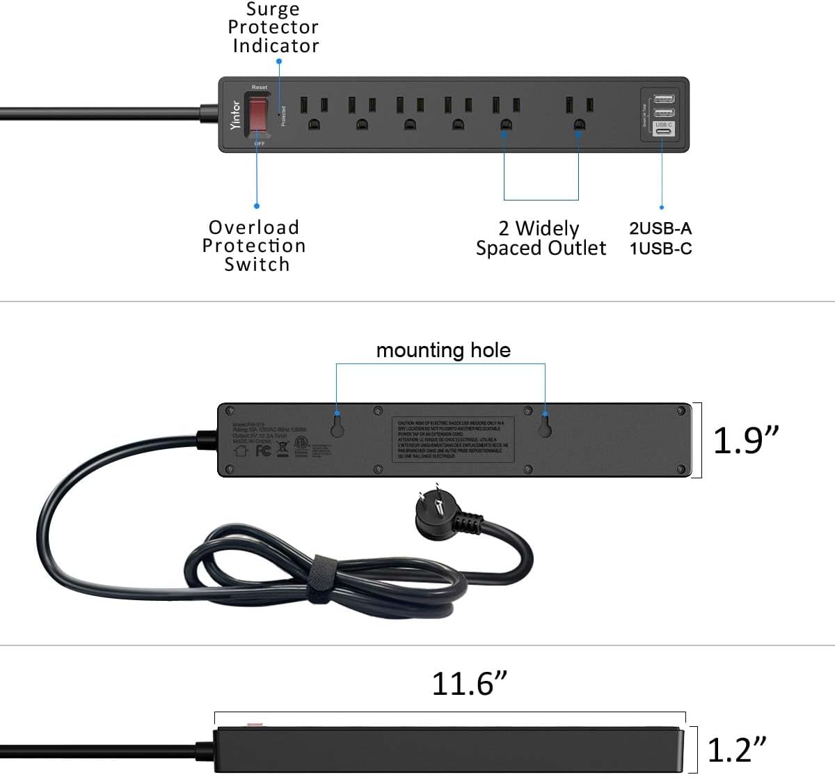 6 Ft Surge Protector Power Strip