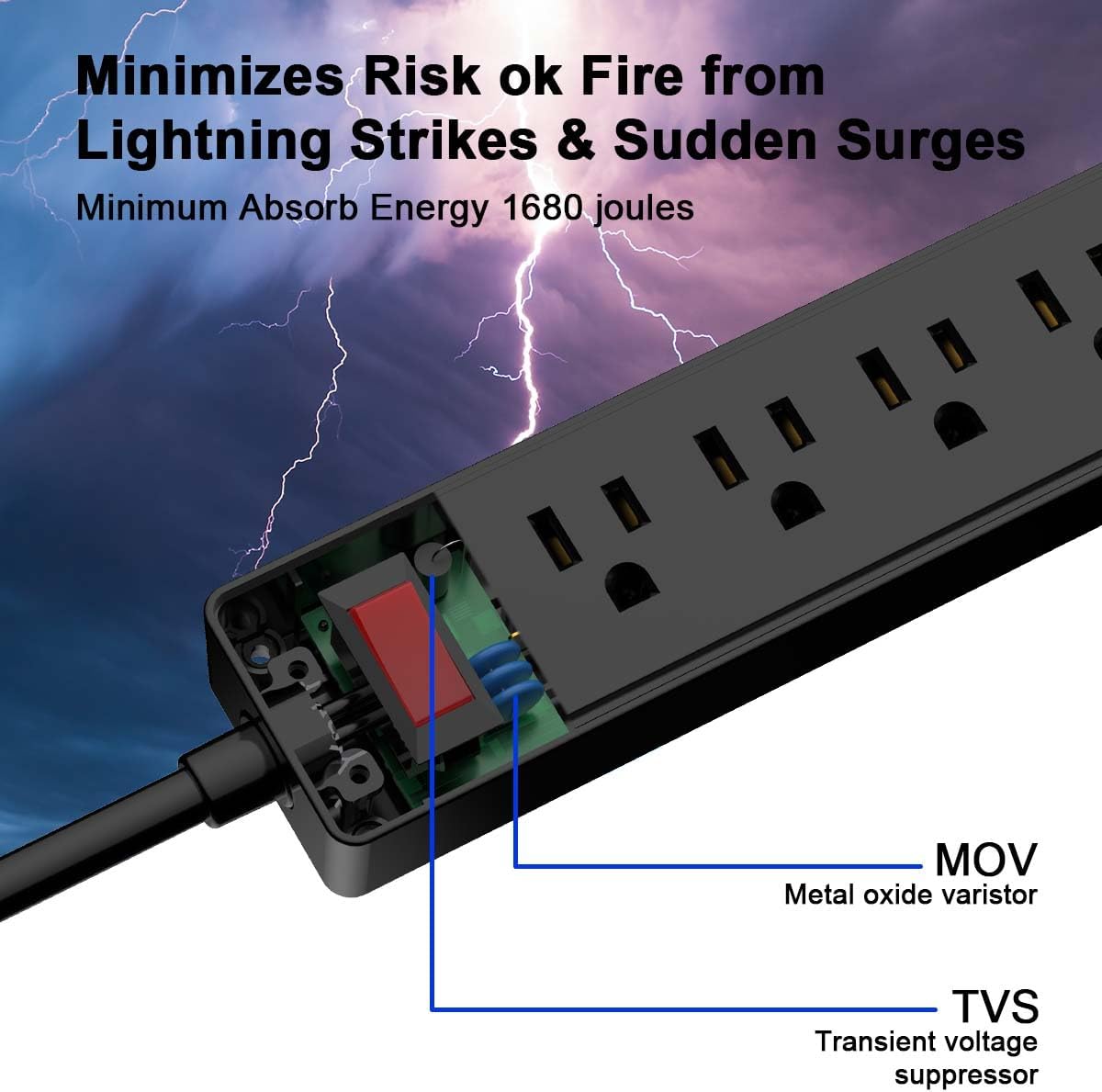 6 Ft Surge Protector Power Strip
